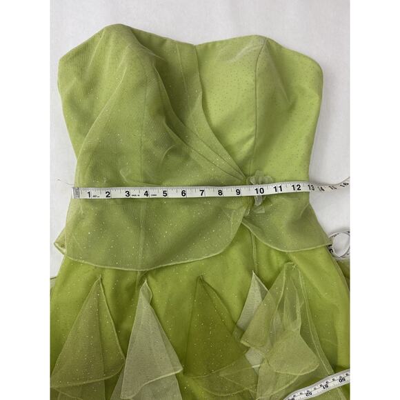 Vintage Y2K 90s Fairy Dress Strapless Handkerchief Hem Ruffles Tinkerbell Small - Picture 5 of 10